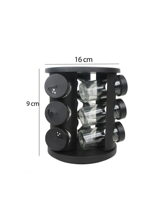 Spice Jars on Black Base 9 Pieces