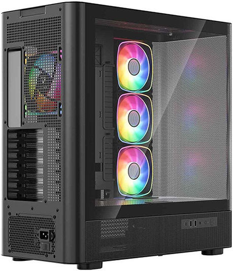 Modecom Volcano AQ500 Gaming Midi Tower Кутия За Компютър Със Страничен Прозорец И ARGB Осветление Черна