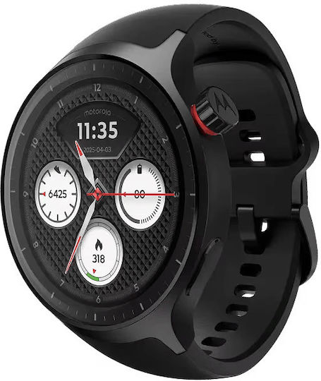 Motorola Moto Watch Aluminum 47mm with Heart Rate Monitor Matte Black with PANTONE Volcanic Ash Band