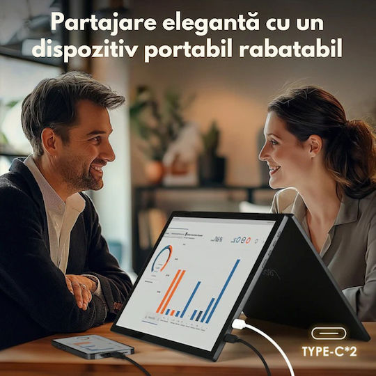 Qova IPS Touch Monitor Portabil 15.6" FHD 1920x1080 Alb