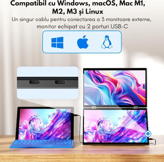 Qova IPS Touch Monitor Portabil 15.6" FHD 1920x1080 Alb