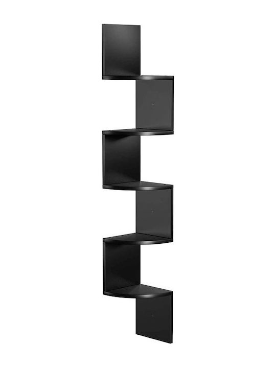 Corner Shelf Wall Black Velvet-Black Metal 20x20x127.5cm