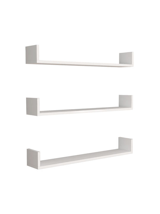 Tyrion White Wall Shelves (3 Pieces) 90x15x12cm