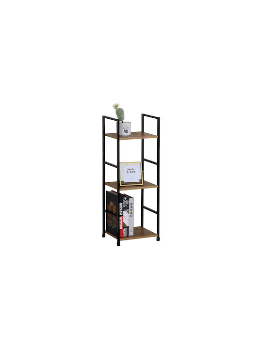 Βιβλιοθήκη Artemis-3080 Δρυς 3 Ράφια 29,1x23,5x80εκ Μαύρος Μεταλλικός Σκελετός