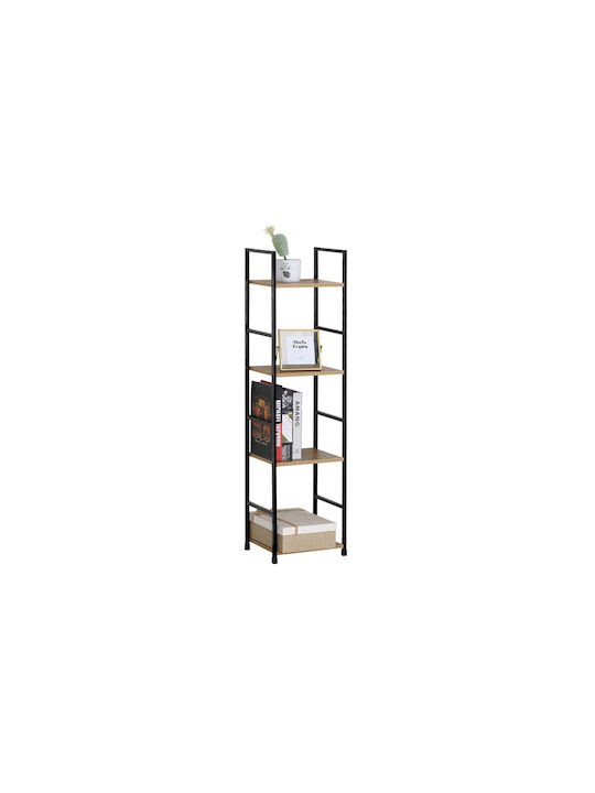 Етажерка Artemis-30112 Дъб 4 Рафтове 29,1x23,5x112см Черен Метален Рамка