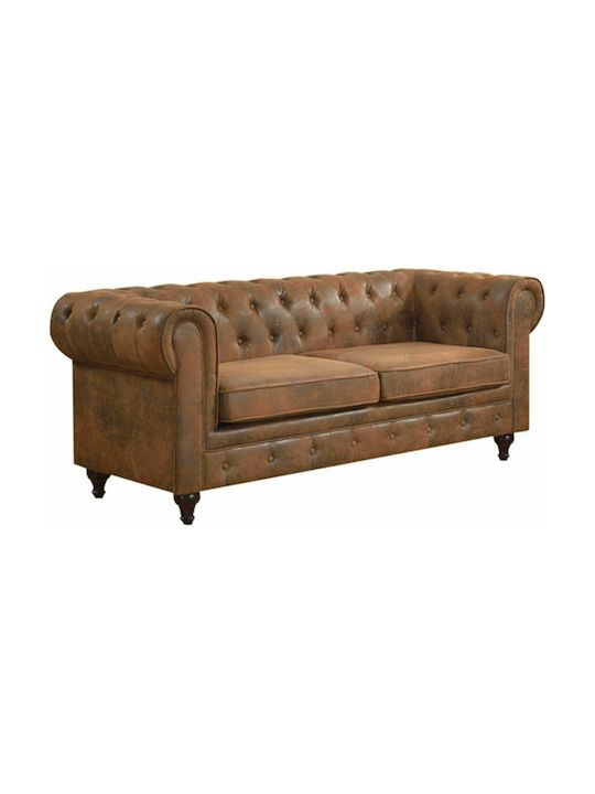 Woodwell Chesterfield Dreisitzer Sofa Antiquit Braun Camel 190x82x77cm E942,3