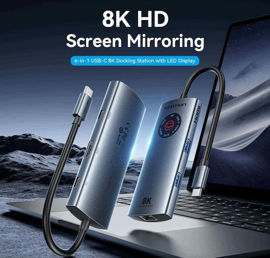 Vention USB-C Docking Station with HDMI 4K PD Ethernet Gray (TQZHB)