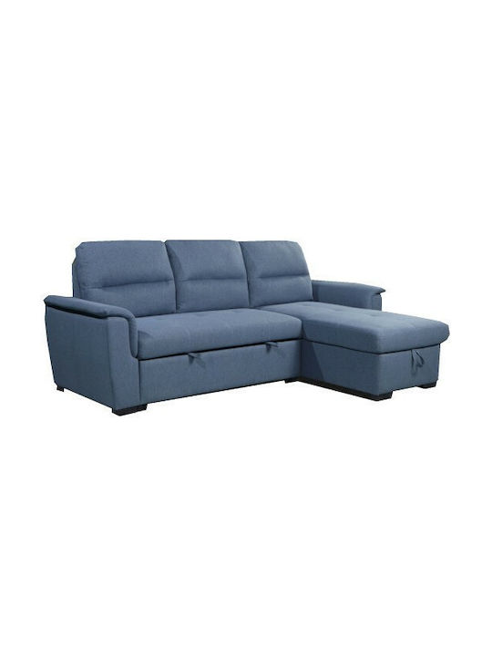 Corner Couch Bed with Reversible Angle & Storage Space Blue 235x150x95 cm