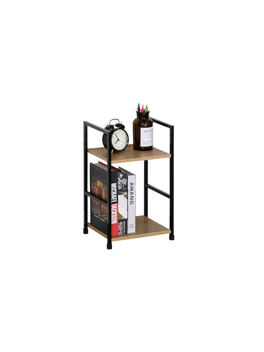 Βιβλιοθήκη Artemis-3048 Δρυς 2 Ράφια 29,1x23,5x48εκ Μαύρος Μεταλλικός Σκελετός