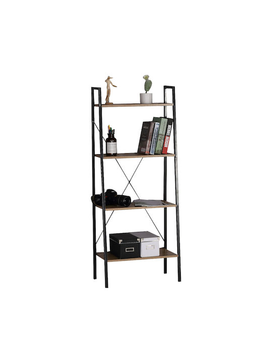 Bookcase Black Velvet-Black Metal 60x32x148cm