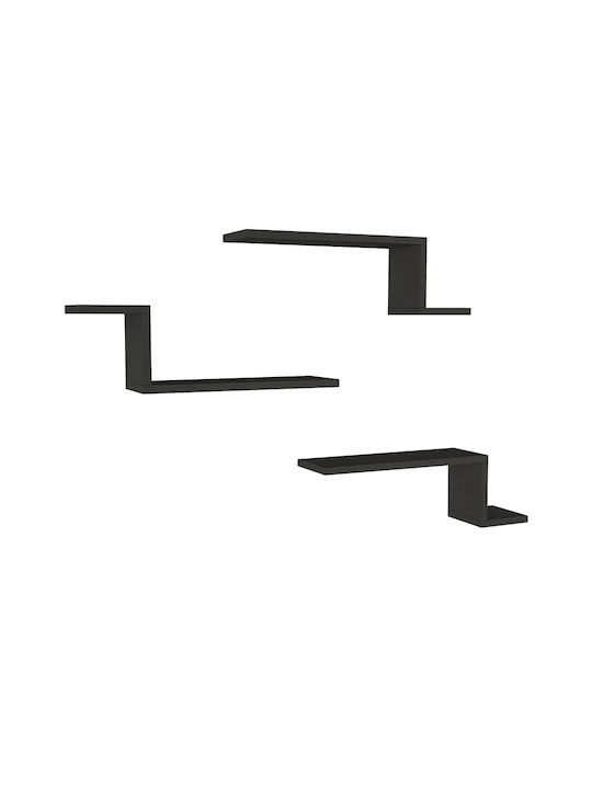 Lowa Wall Shelves Anthracite (3 Pieces) 57.7x14.5x18cm