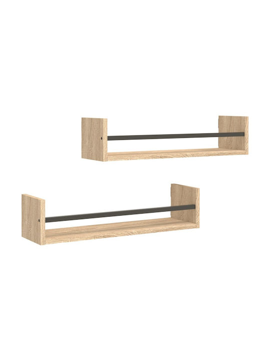Sonoma Oak Wall Shelves (2 Pieces) 60x16x14cm