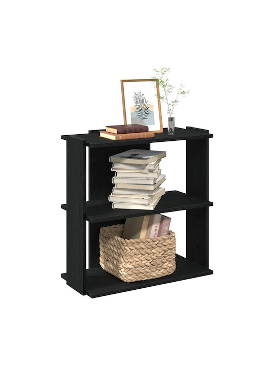 3-Tier Bookcase Black 60x30x60 cm Engineered Wood Black 60 x 30 x 60 cm