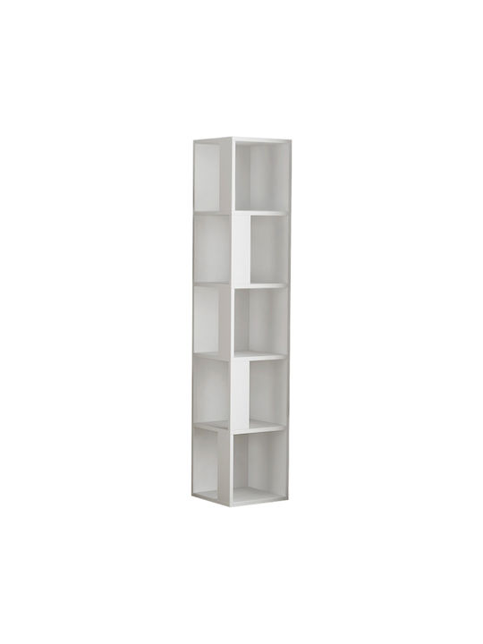 Corner Bookcase Piano White 31.4x31.4x158.9cm