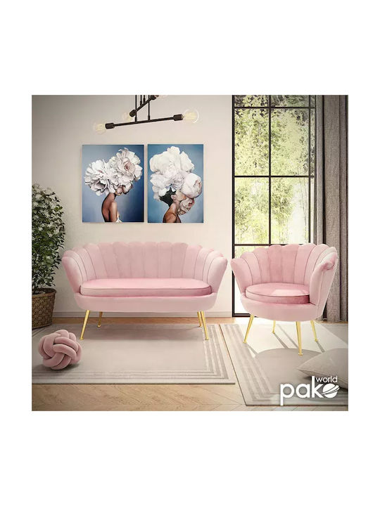 Daimon Two-Seater Couch Velvet Pink 134x70cm