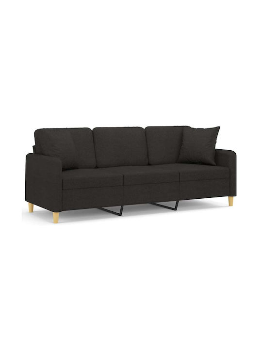 Τριθέσιος Καναπές Μαύρο με Διακοσμητικά Μαξιλάρια 198x77x80εκ.