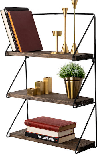 Raft Perete Kerstin 40x15x60cm Negru / Nuc Raft Perete Kerstin 40x15x60cm Negru / Nuc