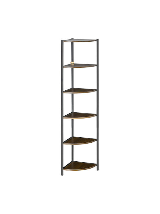 Γωνιακή Βιβλιοθήκη Καφέ 34x34x166εκ.