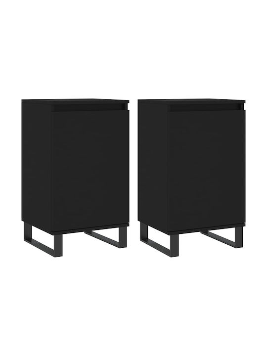 Wohnzimmer Schrank aus Holz und Metall Schwarz 40x35x70cm