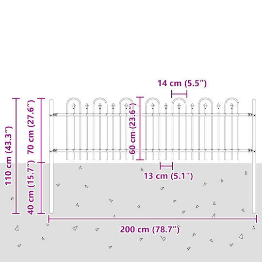 vidaXL Gartenzaunmaterial aus Stahl 200x130x130cm 1Stück Black