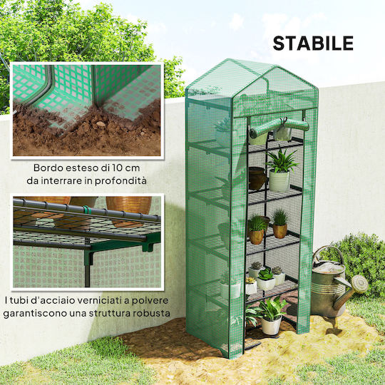 Outsunny Mini Greenhouse Flowers or Vegetables Steel Plastic 69l x 49w x 193h cm Green