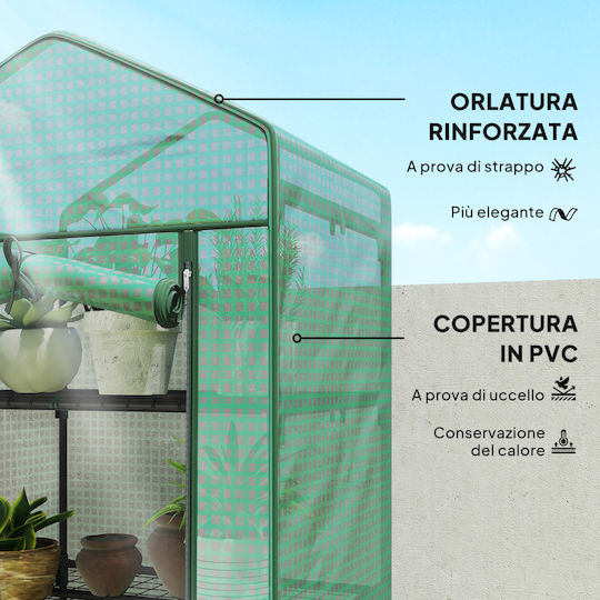 Outsunny Mini Greenhouse Flowers or Vegetables Steel Plastic 69l x 49w x 193h cm Green