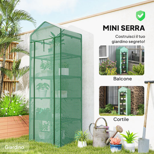 Outsunny Mini Greenhouse Flowers or Vegetables Steel Plastic 69l x 49w x 193h cm Green