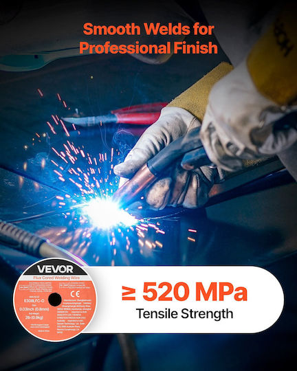Σύρμα Συγκόλλησης Vevor Flux Core Mig E308lfc-o 0,8mm 0,9kg Ανοξείδωτο Ατσάλι Χωρίς Αέριο Χαμηλό Πιτσίλισμα Συγκόλληση Τόξου Όλες Τις Θέσεις Αυτοπροστατευόμενο Εξωτερική Χρήση
