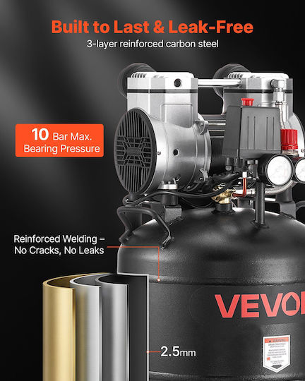 Vevor Κομπρεσέρ Αέρος με Αεροφυλάκιο 30lt