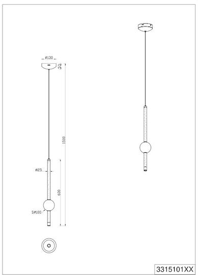 Trio Lighting Pendant Light Yellow 110x150cm