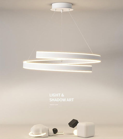 ArkoLight White LED Pendant Ceiling Light with Warm to Cool White Light 60x60x63cm