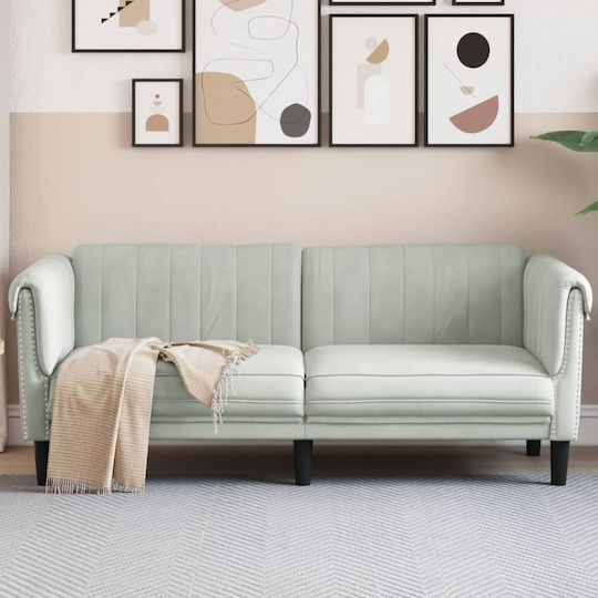Zweisitzer Samt Sofa Hell-Grau 182x77x74cm