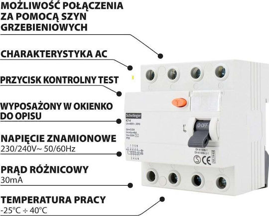 Bemko Rail Phase Relay Earth Leakage 25A Four Pole