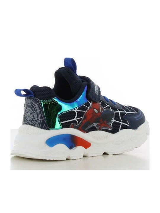 Spiderman Kids Sneakers with Hoop & Loop Closure & Lights Blue