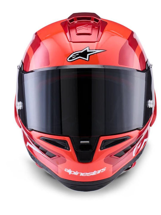 Alpinestars Supertech R10 Arius Black/White/Red Glossy Motorcycle Helmet Full Face DOT / ECE 22.06 1540gr with Pinlock
