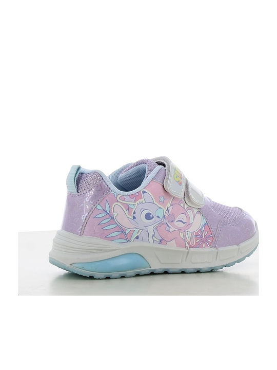 Παιδικά Sneakers Ανατομικά με Σκρατς & Φωτάκια Λιλά