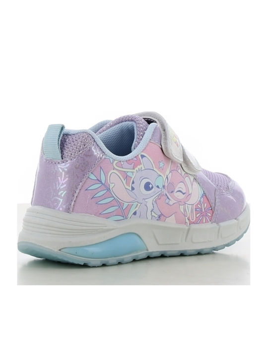 Παιδικά Sneakers Ανατομικά με Σκρατς & Φωτάκια Λιλά