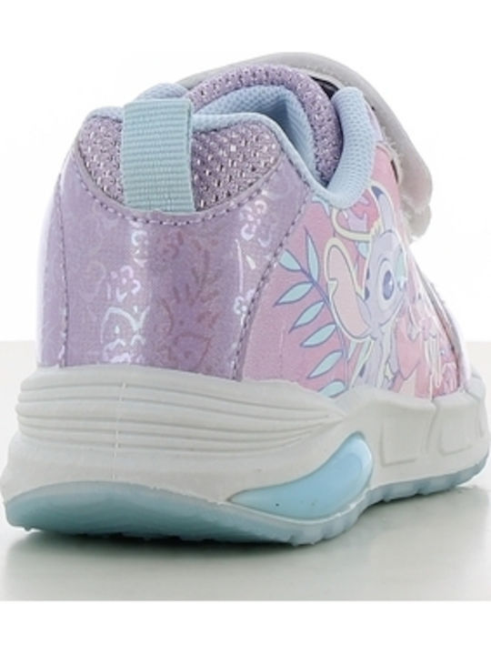 Παιδικά Sneakers Ανατομικά με Σκρατς & Φωτάκια Λιλά