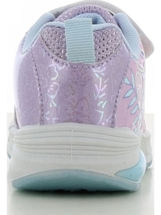Παιδικά Sneakers Ανατομικά με Σκρατς & Φωτάκια Λιλά