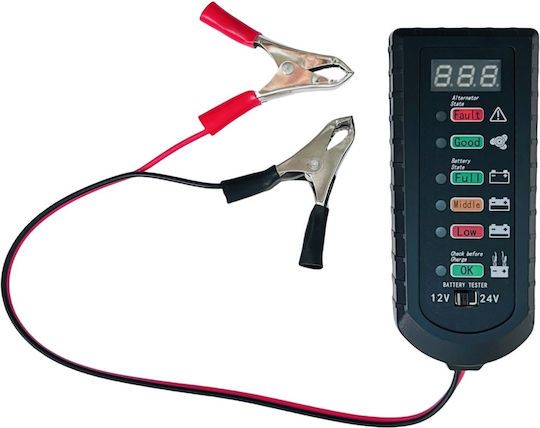 Tester Digital de Baterii cu Cleme de Crocodil