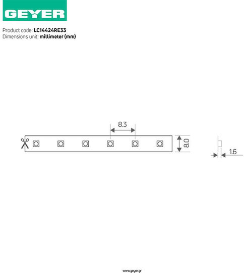 Geyer Ταινία LED 24V Κίτρινο Φως 5m Τύπου COB