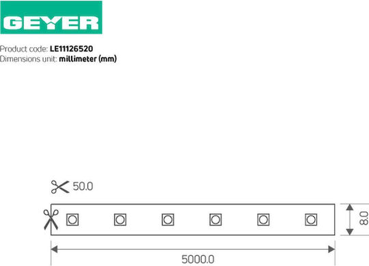 Geyer LED Лента 12V Студено Бяла Светлина 5m