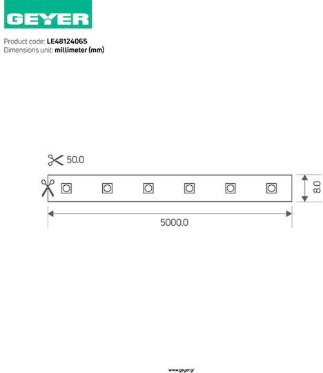 Geyer Wasserdicht LED-Streifen 12V Natürliches Weiß Licht 5m Typ SMD2835