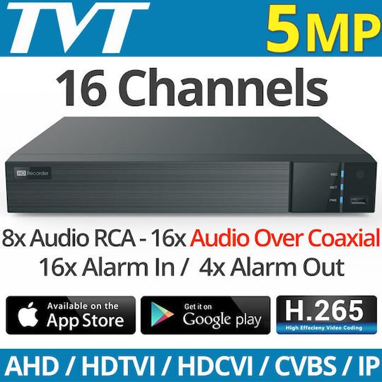 TVT TD-2716NE-HC-H Καταγραφικό HVR 16 Καναλιών με Ανάλυση Full HD+