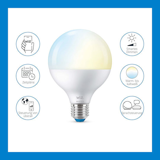 WiZ Smart Λάμπα LED για Ντουί E27 και Σχήμα G95 Ρυθμιζόμενο Λευκό 1055lm Dimmable