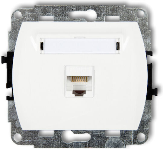 Karlik Μονή Πρίζα Δικτύου RJ45 χωρίς Πλαίσιο Τύπου Cat5 σε Λευκό Χρώμα GK-1