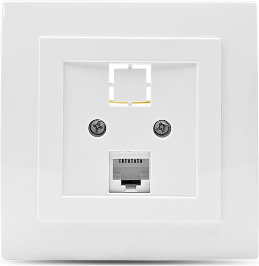 Geyer Nilson Einzeln Netzsteckdose RJ45 mit Rahmen Typ Cat5 in Weiß Farbe 24111044