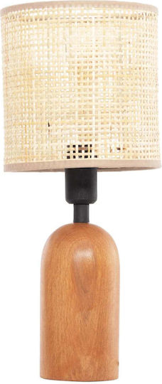 Freebox Wood Table Lamp with Beige Shade and Base