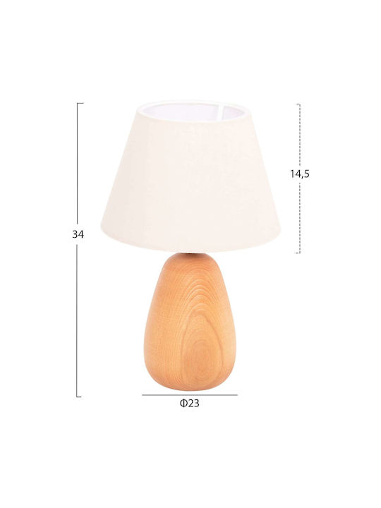 Freebox Holz Tischlampe mit Beige Schirm und Basis
