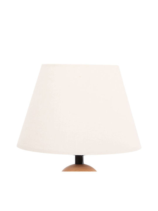 Freebox Holz Tischlampe mit Beige Schirm und Basis